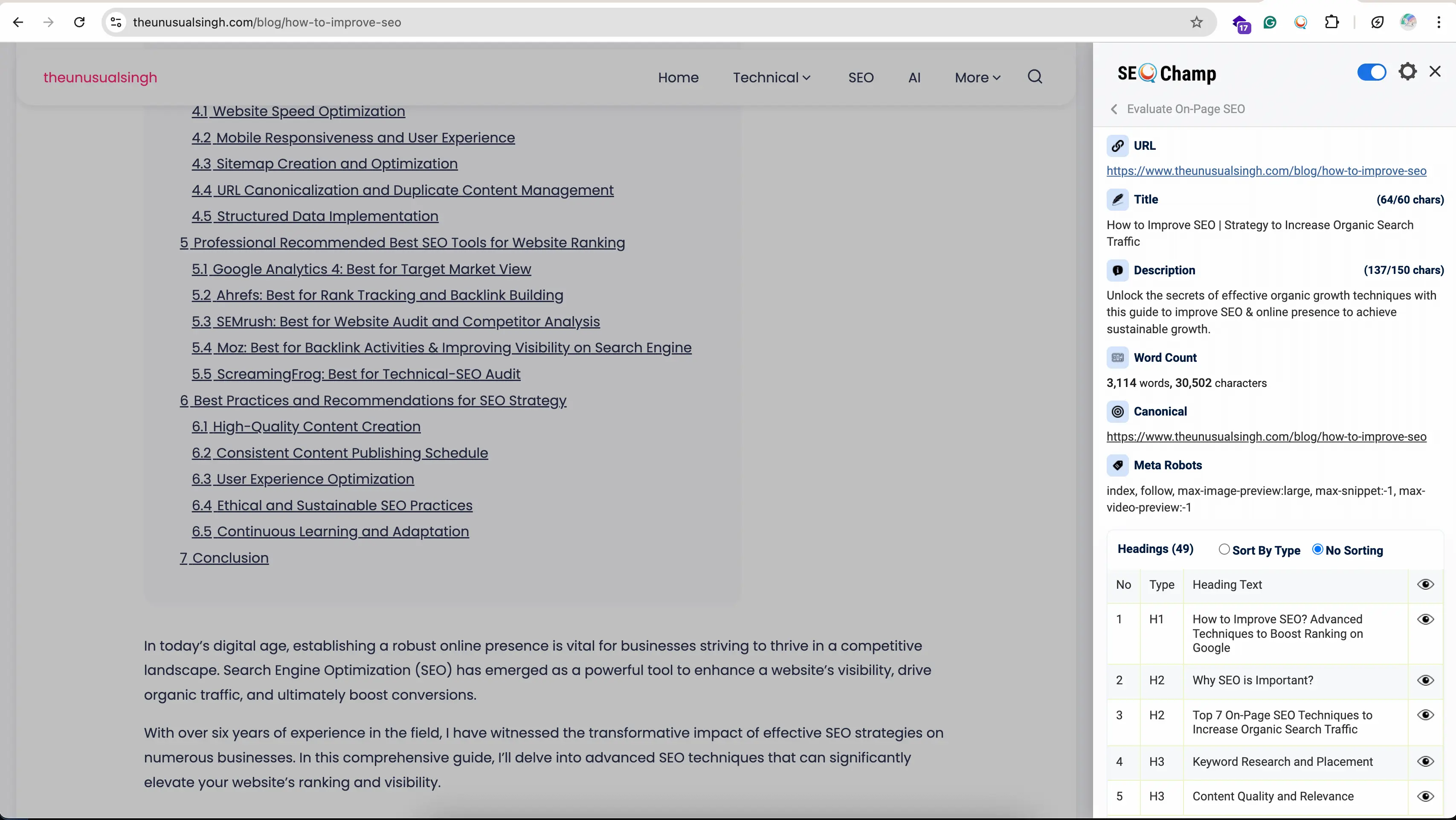 On-page SEO Analysis